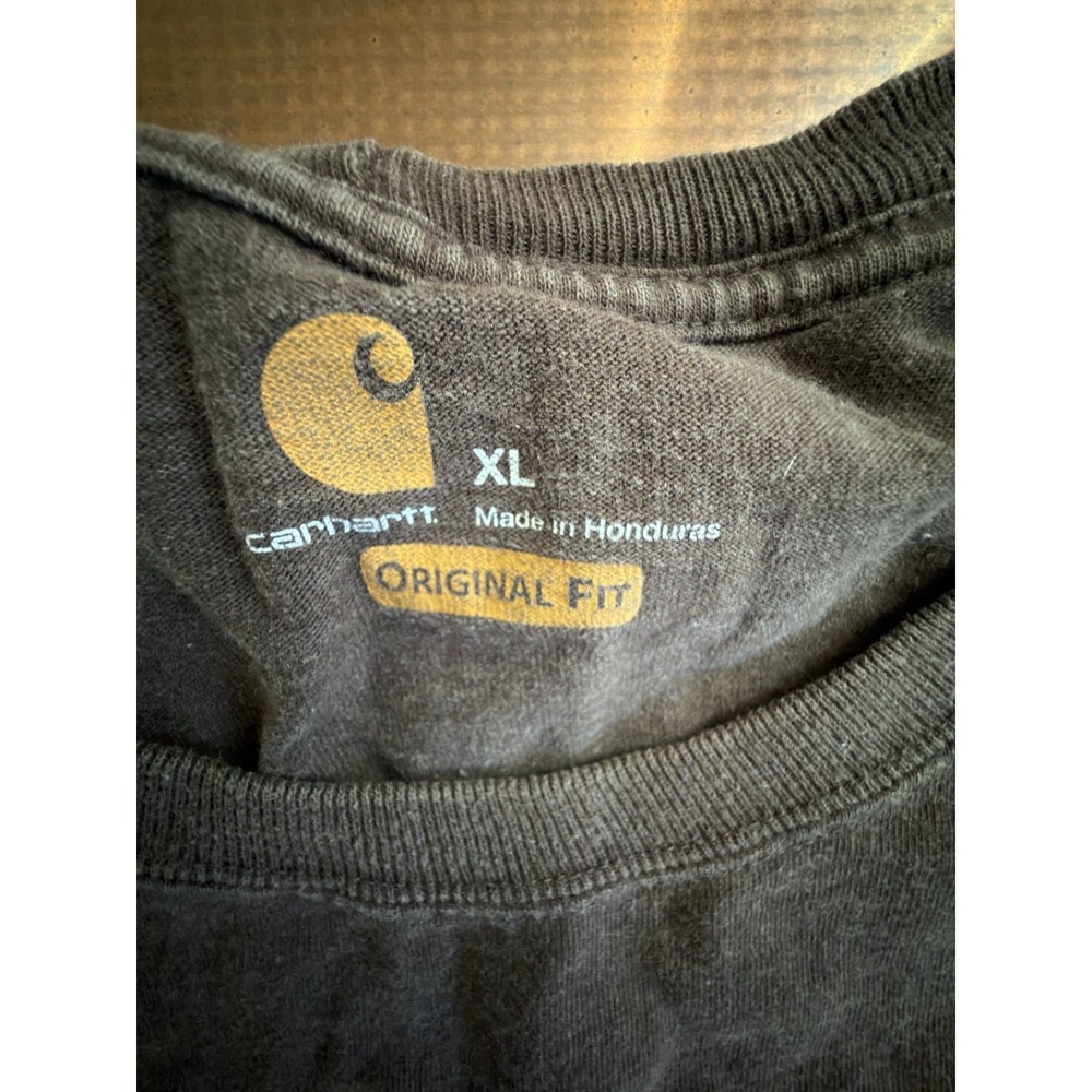 Carhartt Original Fit Pocket T-Shirt Men's XL Brown Workwear Heavyweight Tee - Picture 3 of 4